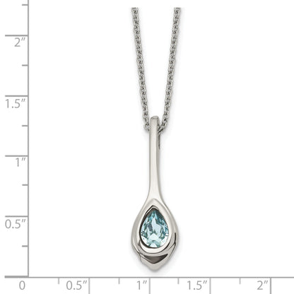 Blue glass teardrop pendant necklace measurement guide
