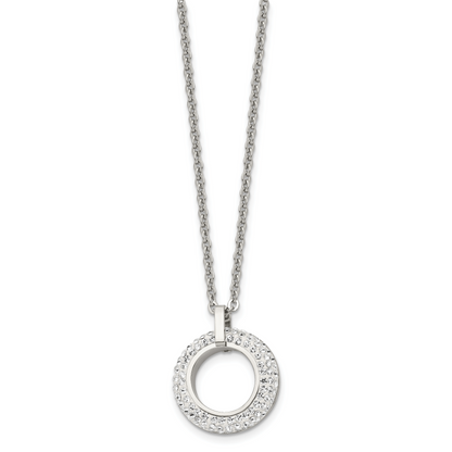 White enamel open circle pendant detail