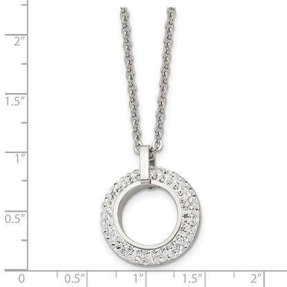 White enamel crystal open circle pendant measurement guide