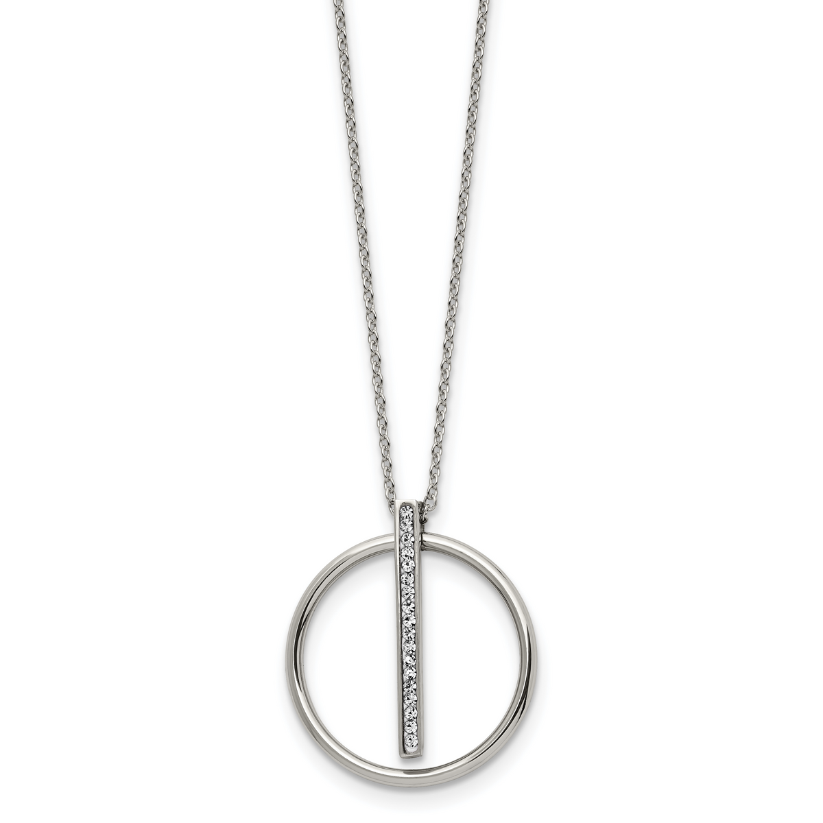 Silver-tone clear crystal pendant necklace