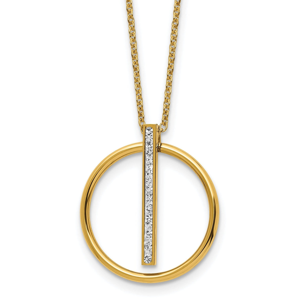 Gold-tone clear crystal pendant necklace