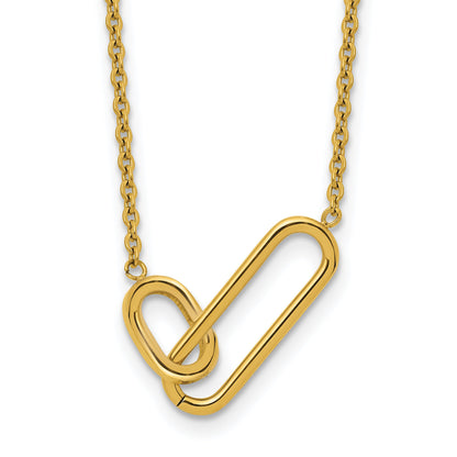 Gold-tone stainless steel intertwined link necklace, detail view