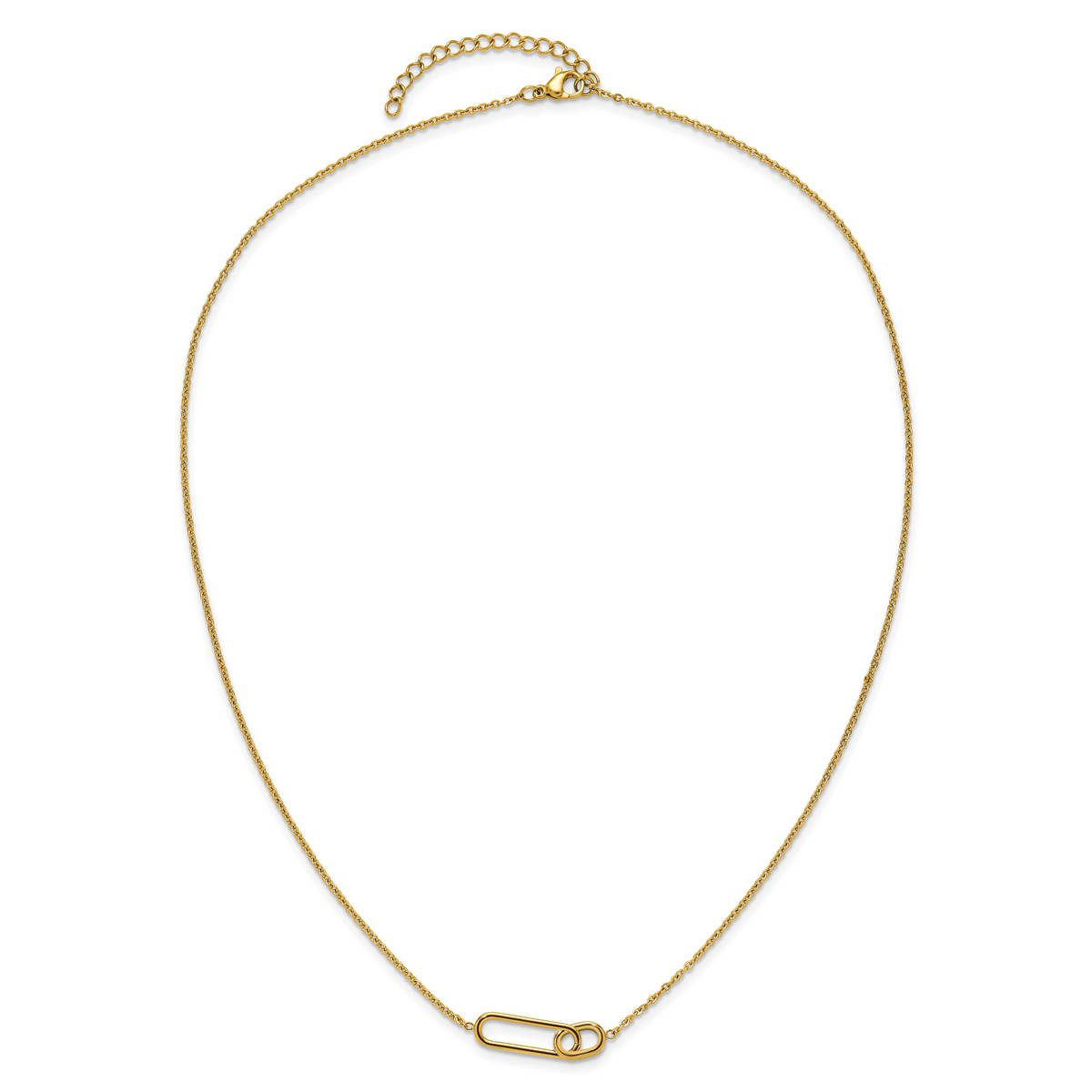 Gold-tone intertwined link necklace on display