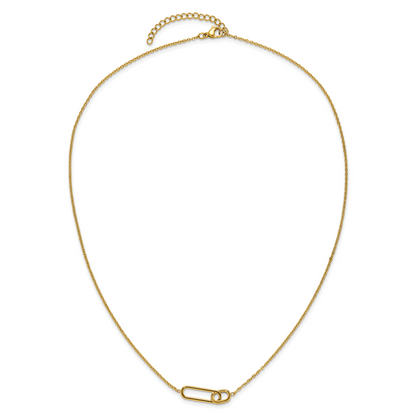 Gold-tone intertwined link necklace on display