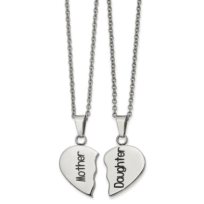 Mother and daughter two-necklace heart set
