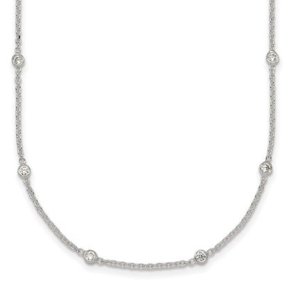 Sterling silver six-station CZ necklace