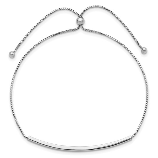 Sterling silver adjustable bar bolo bracelet fully opened
