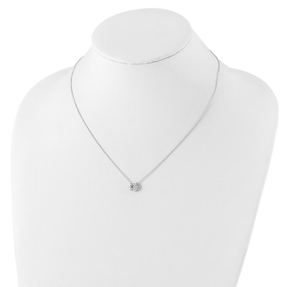 Sterling silver bezel-set cubic zirconia pendant necklace shown on display bust