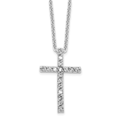 Sterling silver cubic zirconia cross necklace, pendant detail