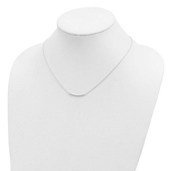 Sterling silver cubic zirconia curved bar necklace shown on display bust