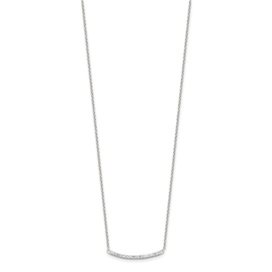 Sterling silver cubic zirconia curved bar necklace, full 18-inch chain