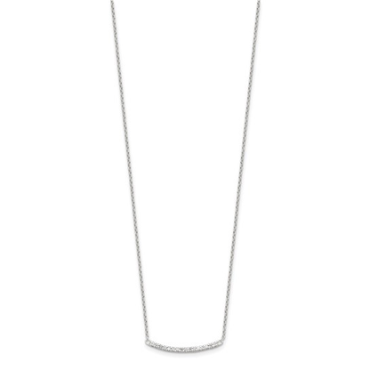Sterling silver cubic zirconia curved bar necklace, full 18-inch chain