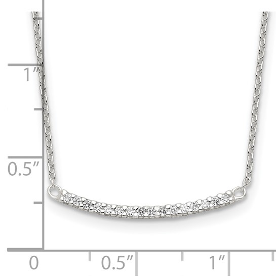 Sterling silver cubic zirconia curved bar necklace measurement guide