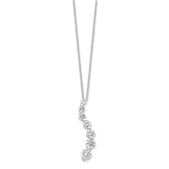 Full view of 18-inch sterling silver graduated cubic zirconia journey necklace