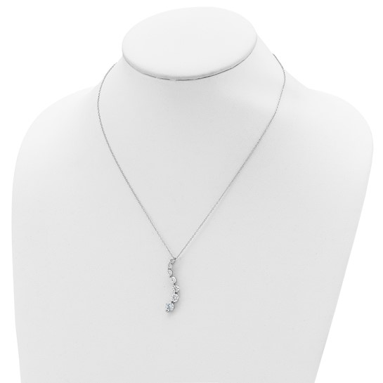 Sterling silver graduated cubic zirconia journey necklace shown on display bust