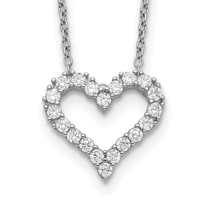 Sterling silver cubic zirconia open heart necklace detail