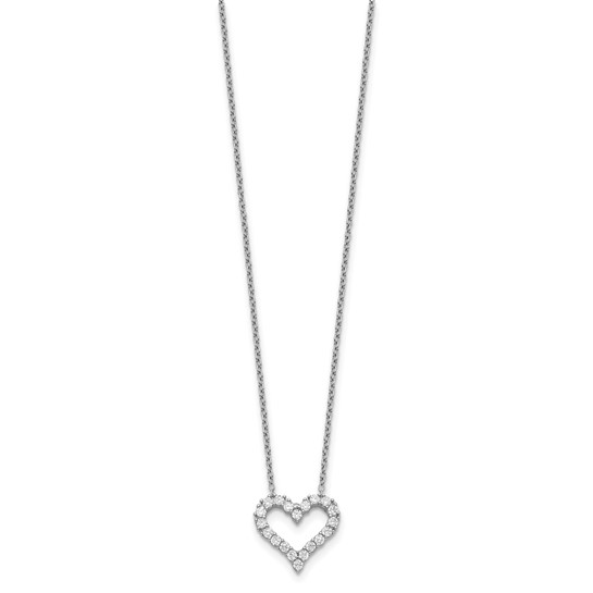 Full view of sterling silver cubic zirconia open heart necklace