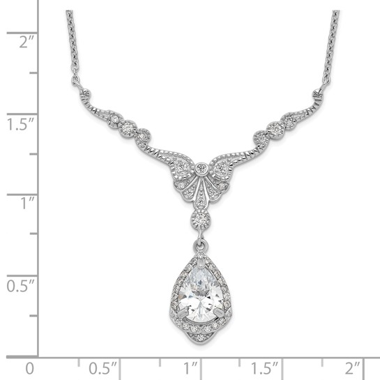 measurement guide for sterling silver cubic zirconia statement teardrop necklace