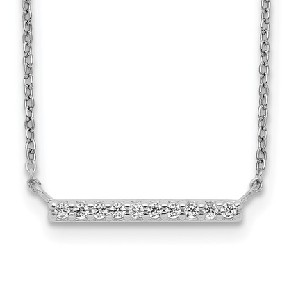 Sterling silver cubic zirconia straight bar necklace detail