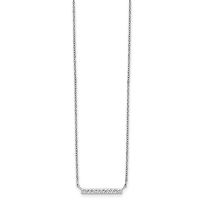 Sterling silver cubic zirconia straight bar necklace full view