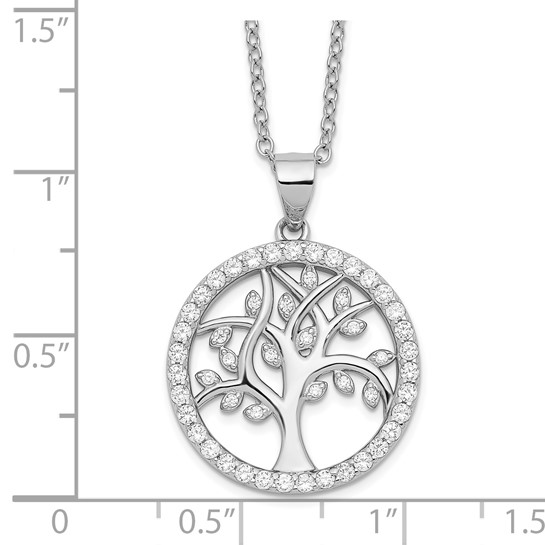 measurement guide for sterling silver cubic zirconia Tree of Life necklace