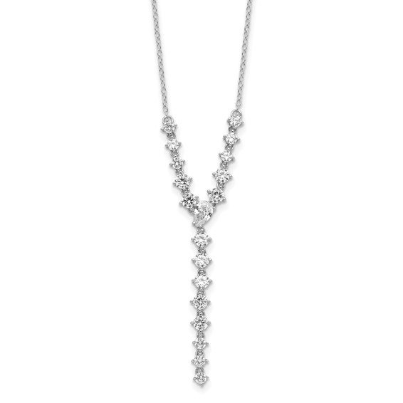 Sterling silver cubic zirconia Y-drop necklace detail