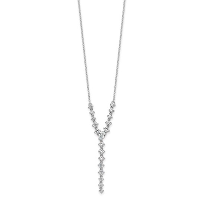 Full view of sterling silver cubic zirconia Y-drop necklace