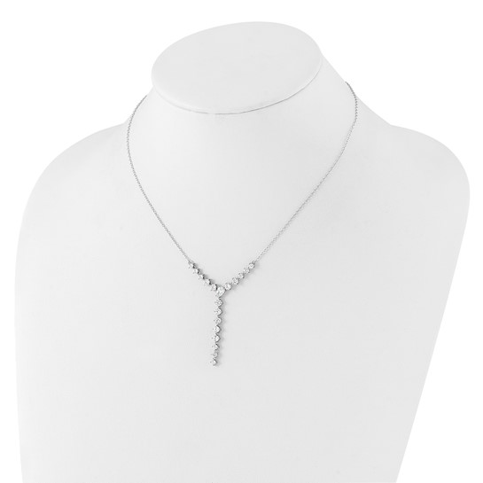 Sterling silver cubic zirconia Y-drop necklace shown on display bust