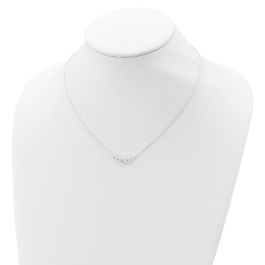 Sterling silver graduated cubic zirconia five-stone necklace shown on display bust