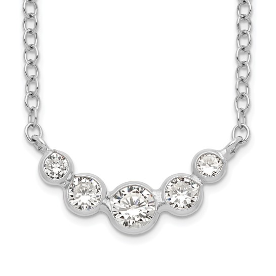 Sterling silver graduated cubic zirconia five-stone necklace, detail
