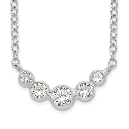 Sterling silver graduated cubic zirconia five-stone necklace, detail