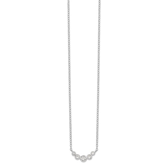 Sterling silver graduated cubic zirconia five-stone necklace, full 17.5-inch chain