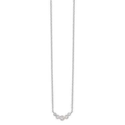 Sterling silver graduated cubic zirconia five-stone necklace, full 17.5-inch chain