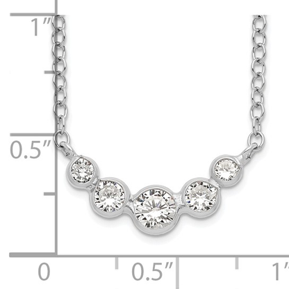 Sterling silver graduated cubic zirconia five-stone necklace measurement guide