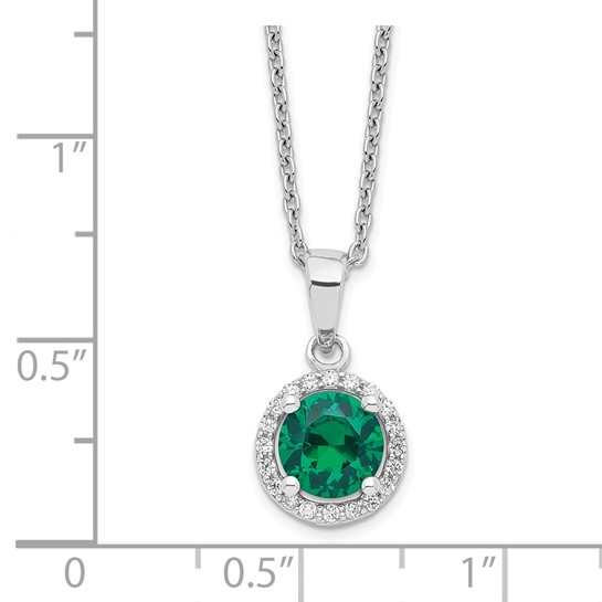 measurement guide for sterling silver green and white cubic zirconia halo necklace