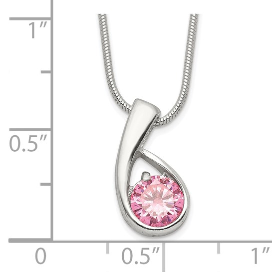 measurement guide for sterling silver pink cubic zirconia swirl necklace
