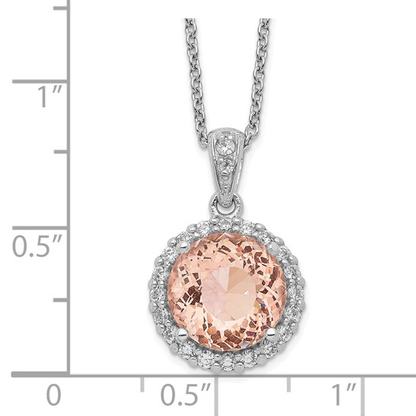 measurement guide for sterling silver simulated morganite and cubic zirconia halo necklace