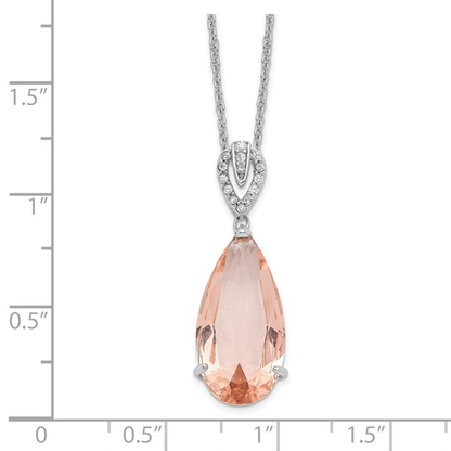 Measurement guide for sterling silver simulated morganite teardrop necklace