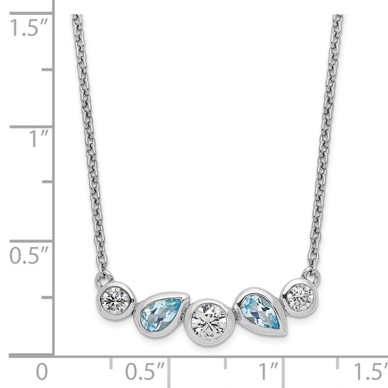 measurement guide for sterling silver sky-blue topaz and cubic zirconia necklace