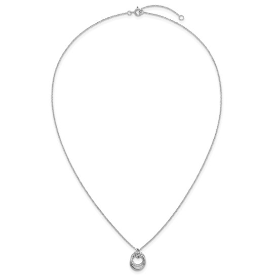 Sterling silver triple circle cubic zirconia necklace with extender and spring ring clasp