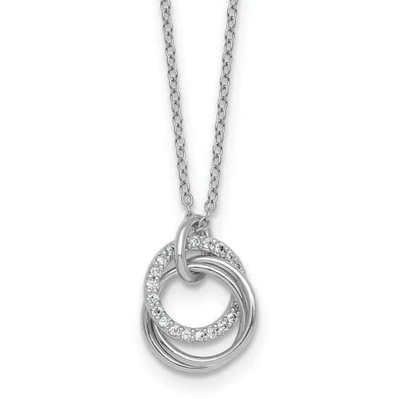 Sterling silver triple circle cubic zirconia necklace pendant detail