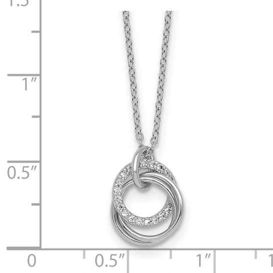 Sterling silver triple circle cubic zirconia necklace measurement guide