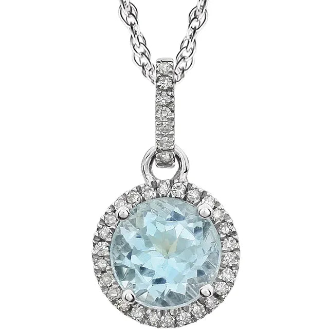 Halo Birthstone Necklace Collection – December Sky Blue Topaz