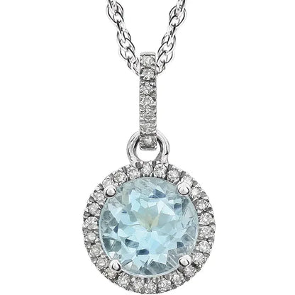 Halo Birthstone Necklace Collection – December Sky Blue Topaz