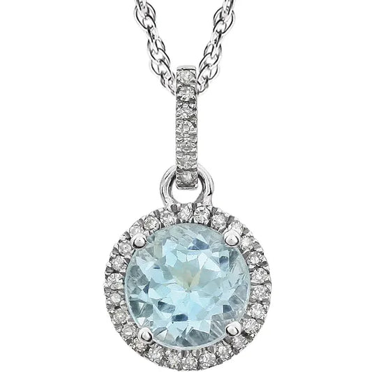 Halo Birthstone Necklace Collection – December Sky Blue Topaz