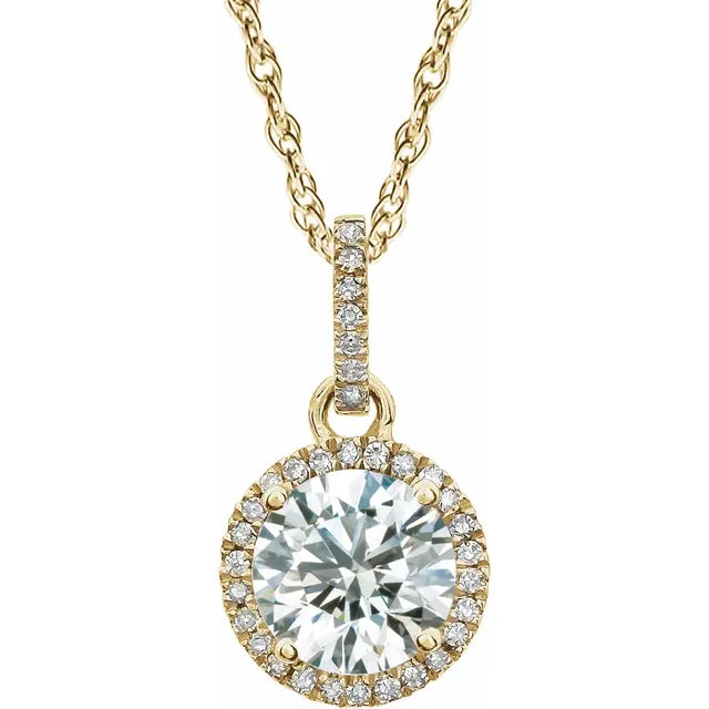Halo Birthstone Necklace Collection – December Sky Blue Topaz