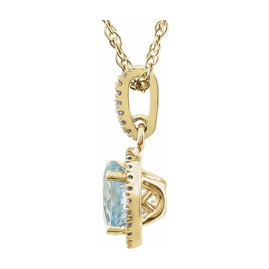 Halo Birthstone Necklace Collection – December Sky Blue Topaz