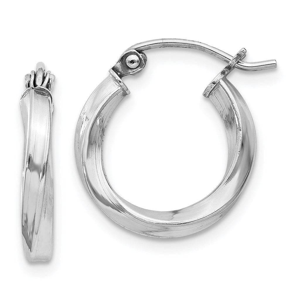 15 mm rhodium-plated sterling silver twisted hoop earrings