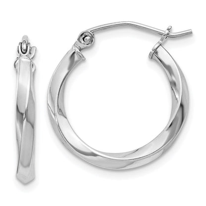 18 mm rhodium-plated sterling silver twisted hoop earrings