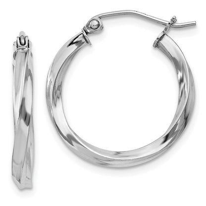 20 mm rhodium-plated sterling silver twisted hoop earrings